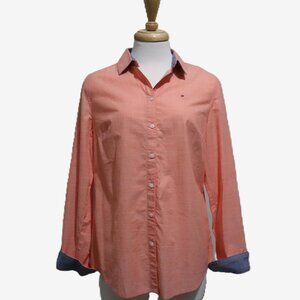 Tommy Hilfiger Women's Peach button down coral shirt.